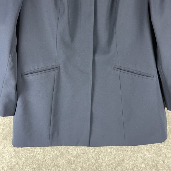 Vintage Lilli Ann Long Blazer Jacket Womens Medium Blue Gold Button Career - Picture 3 of 16